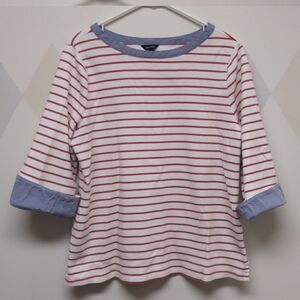 Nautica red white striped boat neck shirt XXL